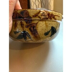 Vintage Otagiri Japan Handcrafted Stoneware Bowls Set of 2 Earth Tone Bamboo